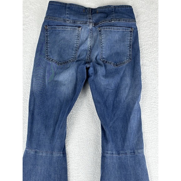 Free People‎ Jeans Womens Blue Flare Elastic Waist Mid Rise Jeans Size 26x34 - Picture 10 of 14